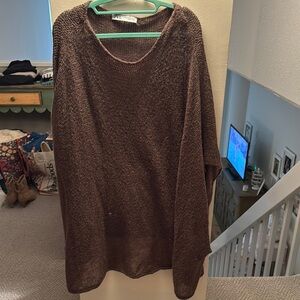 Brown Knit Poncho Sweater